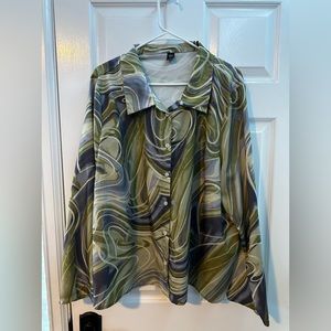 Marble Print Button Down